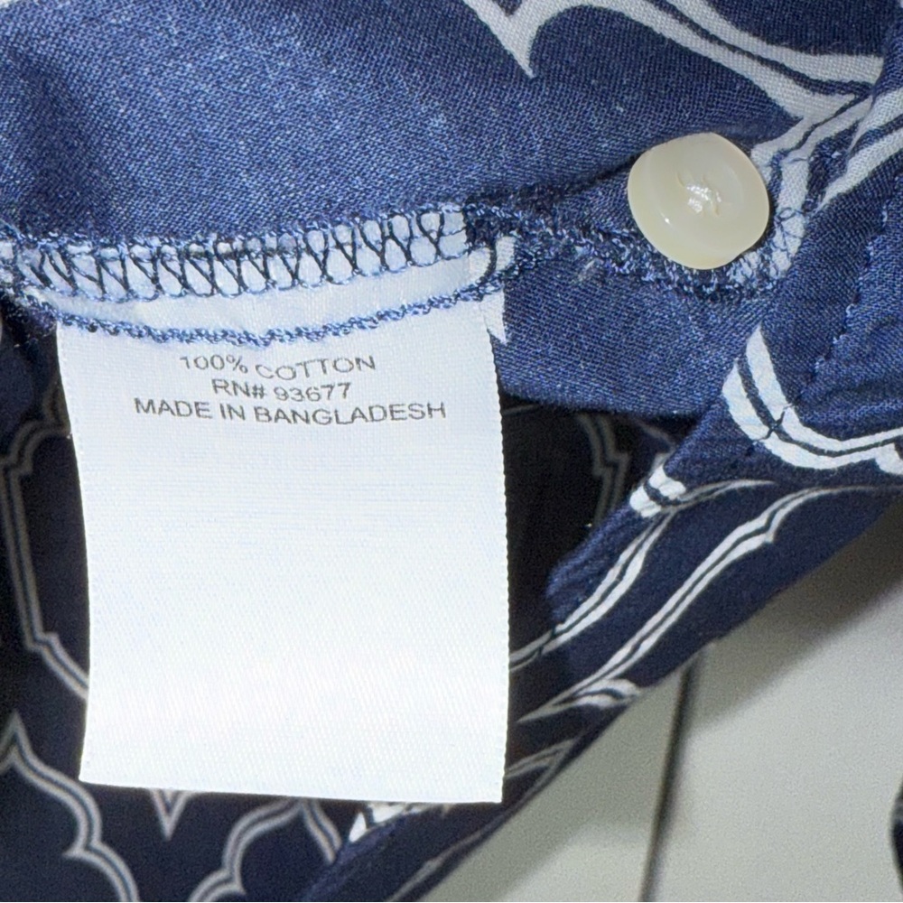 St. John's Bay Women’s Navy‎ White Moroccan Cotton Button lightweight Shirt XL - Picture 9 of 11